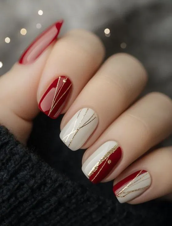 Wedding day bridal nail art abstract marble effect