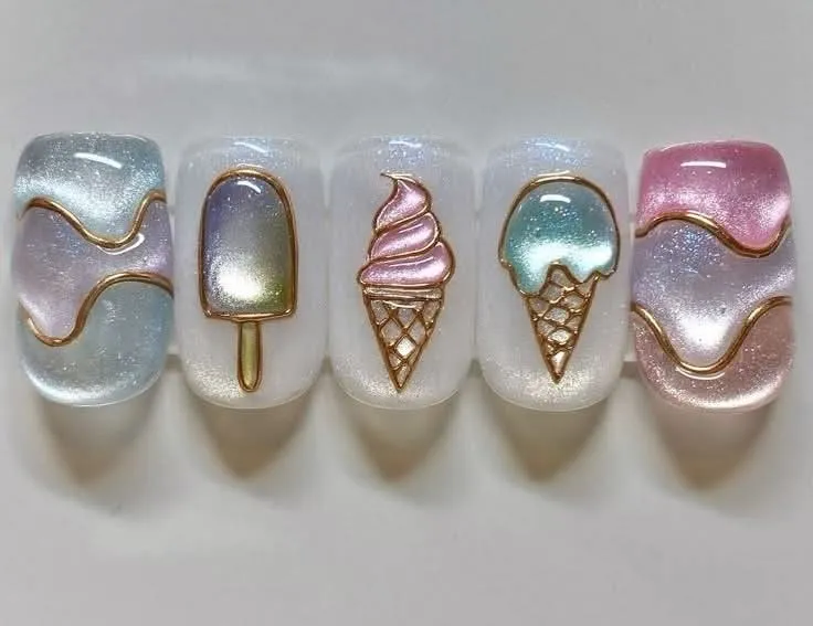 Wedding nail designs for maids short length rose gold