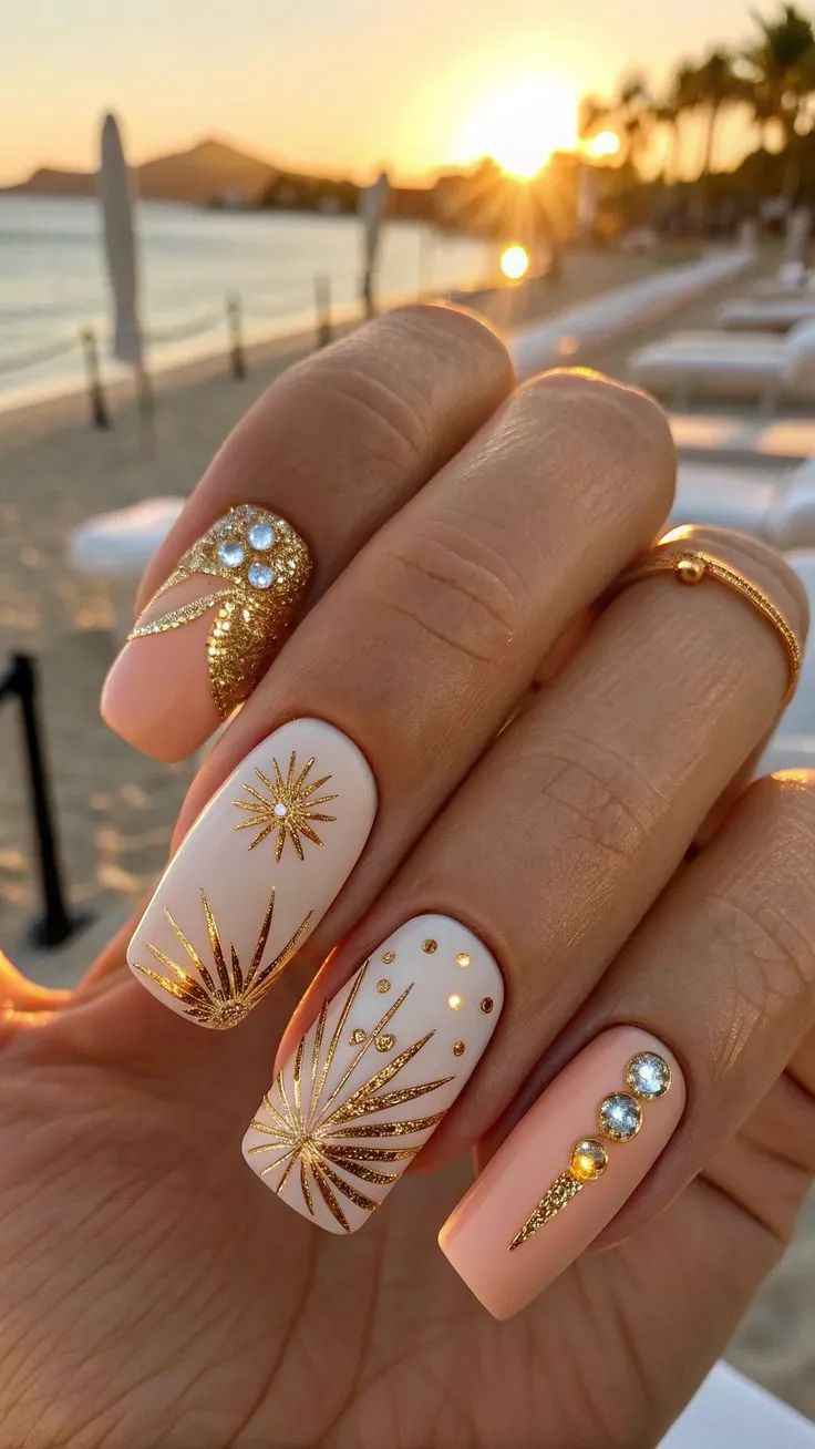Wedding nail inspiration for Indian brides maroon ombré with gold
