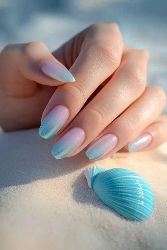 blue green nail art