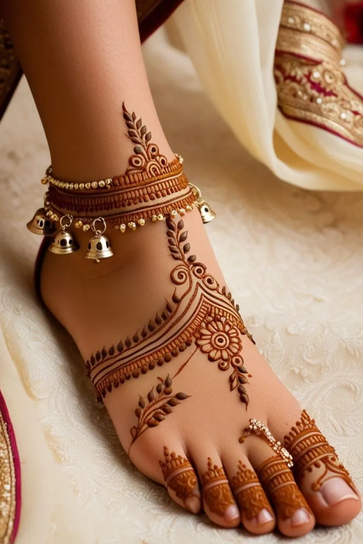 bridal ankle mehndi designs