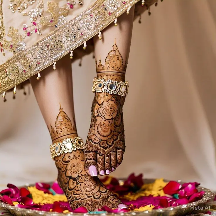 dulhan marriage bridal mehndi design for legs