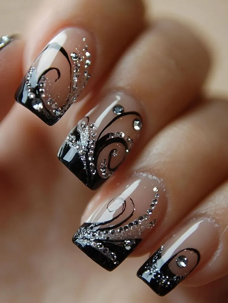 glitter nail tips designs