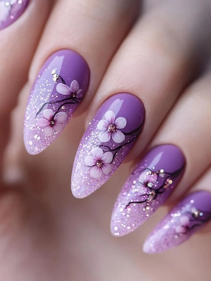 metallic purple nail art