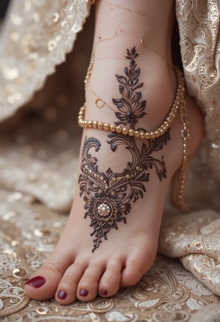 modern bridal leg mehndi