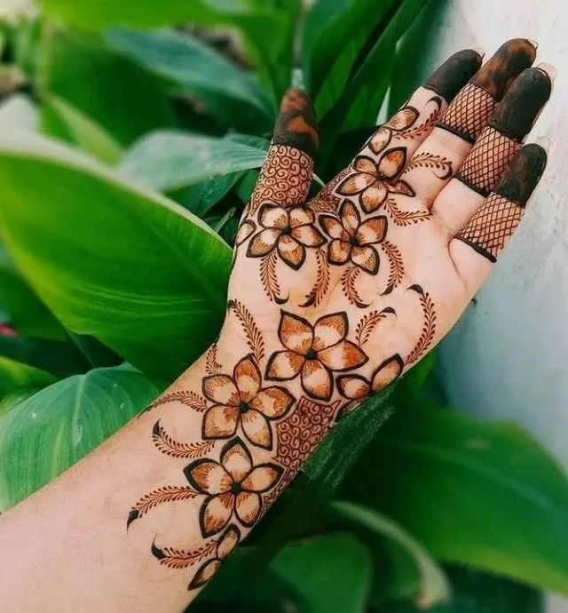 modern rose mehndi design step by step
