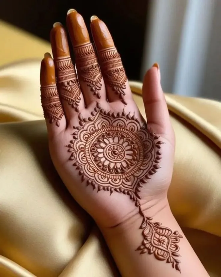 modern royal finger royal front hand mehndi design