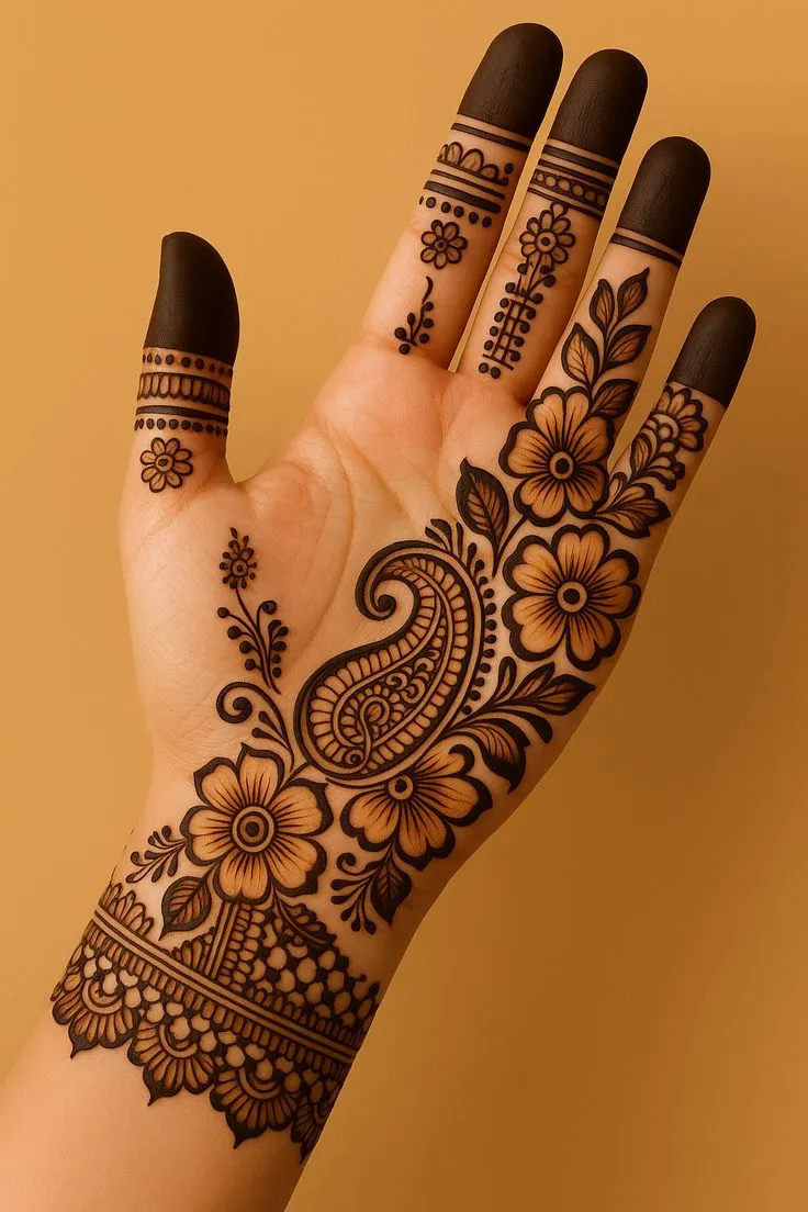 modern royal front hand mehndi design