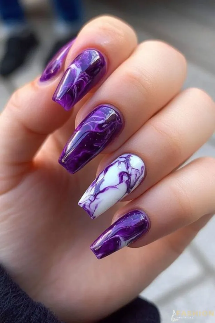 nail art on purple nails