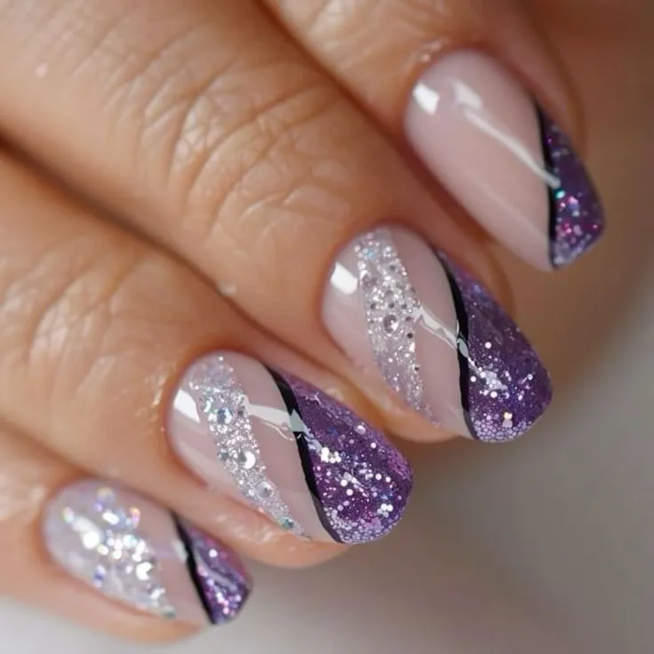 purple black nail art