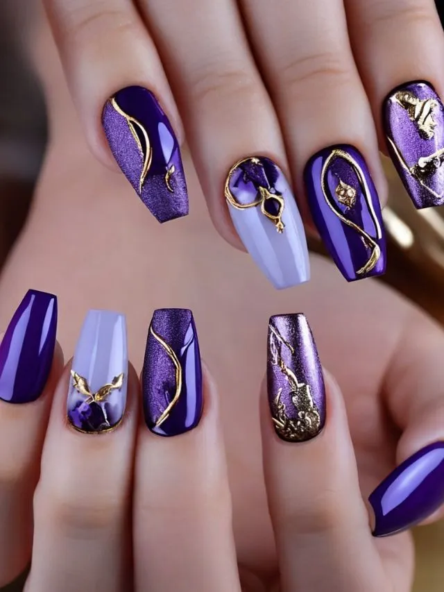 purple nail art