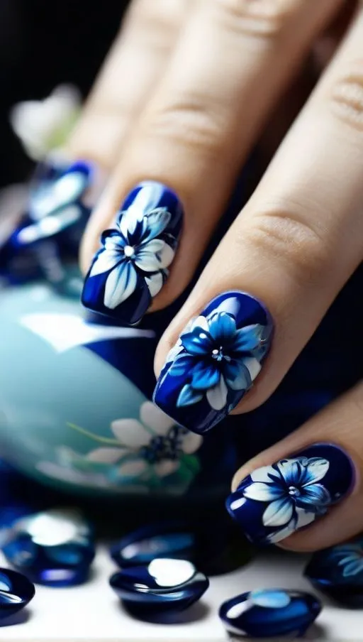 red white blue nail art