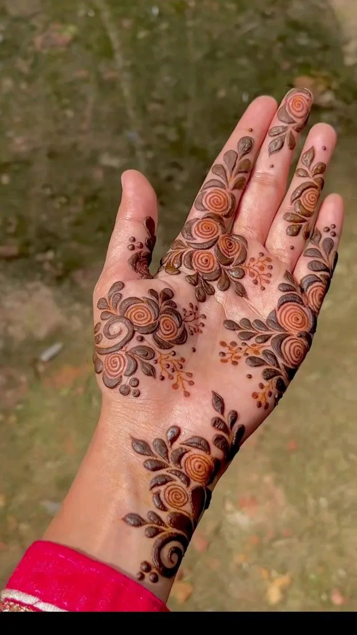 rose mehndi design for hands