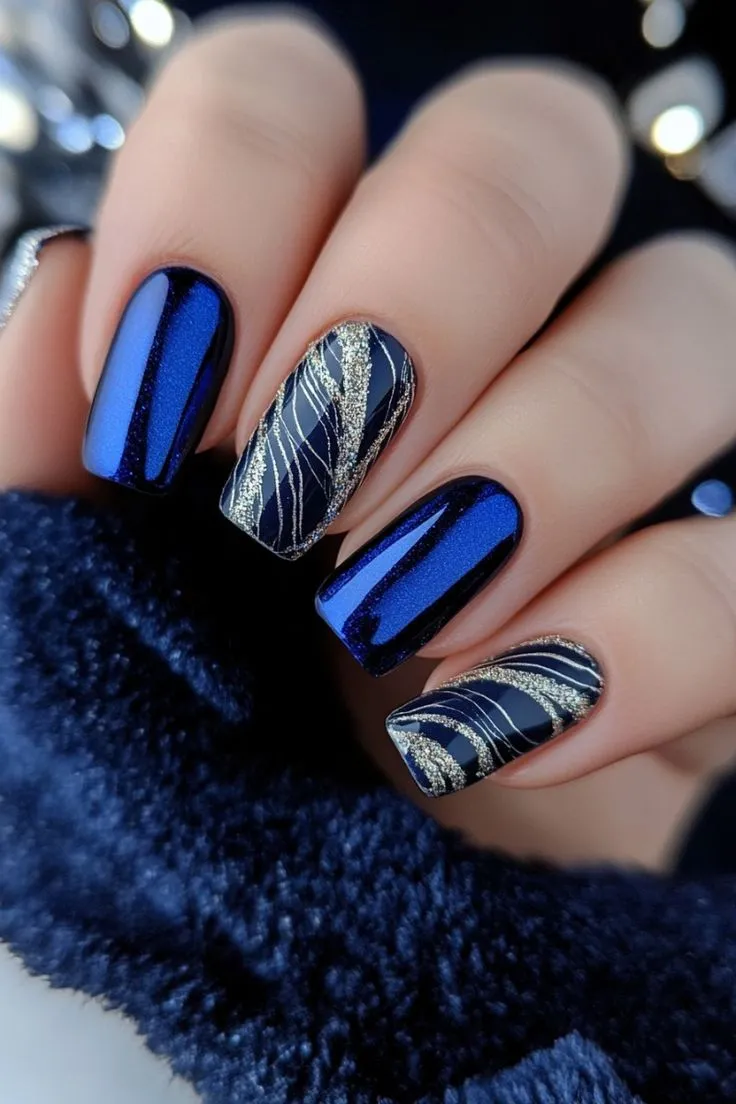 royal blue nail art design