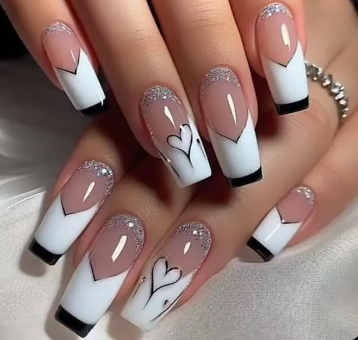 silver glitter nails