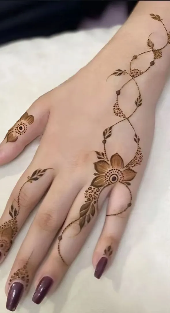 stylish finger royal back hand mehndi design