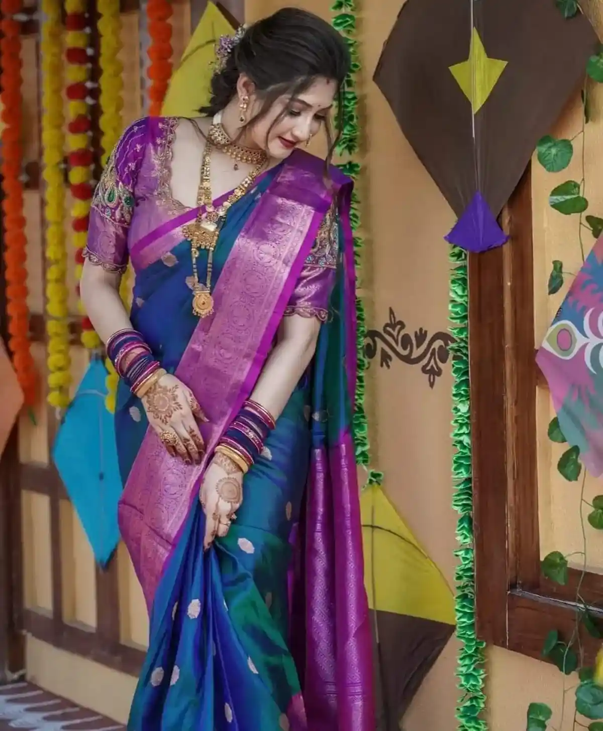 Back Side Pattu Saree Blouse Designs