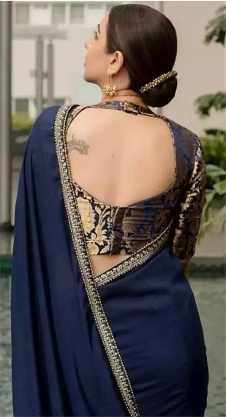 Black And Gold Blouse Design