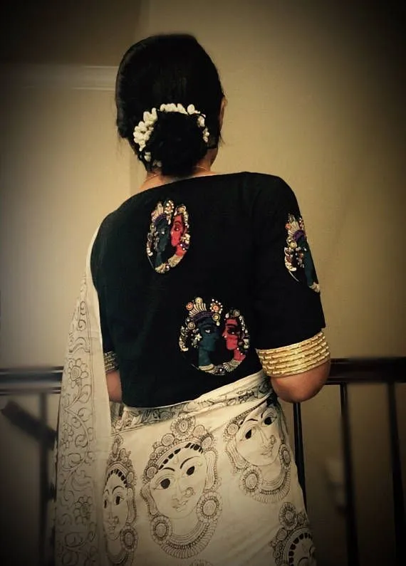 Black And Silver Blouse Design