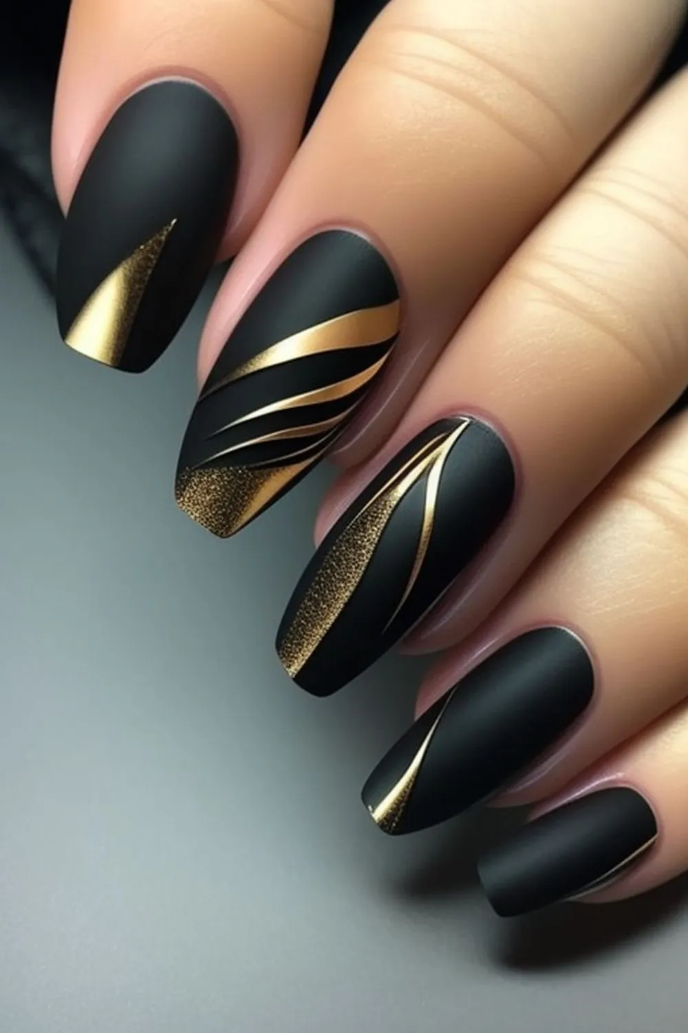 Black and Golden nails