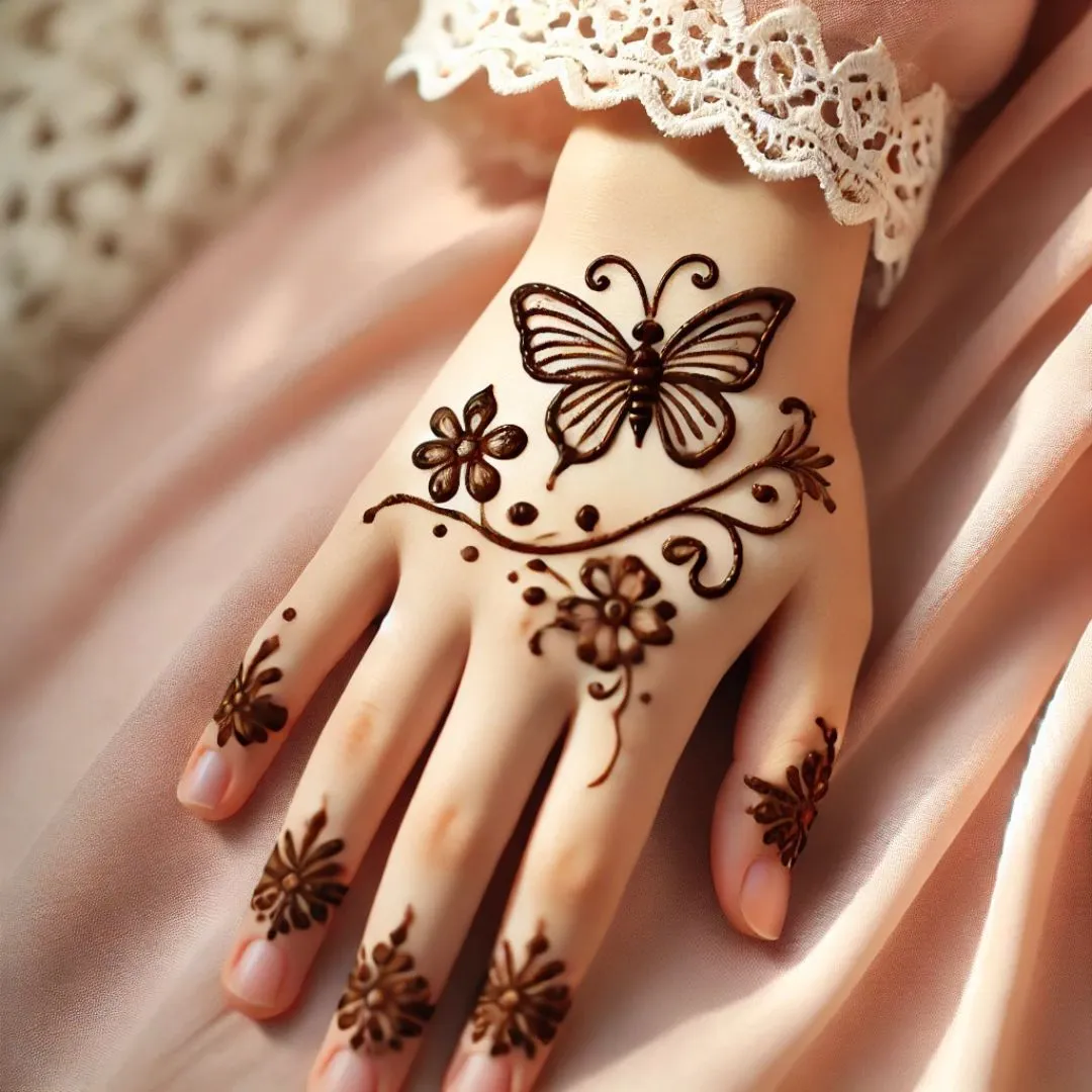 Cute Mehndi Designs for Kids with Hearts