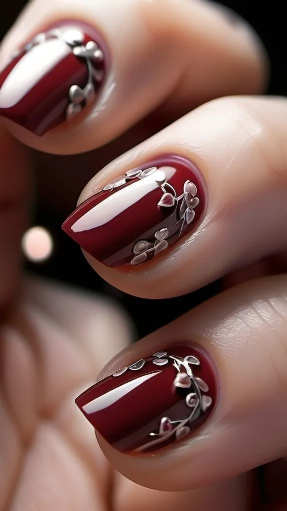 Dark red with beautiful flowers