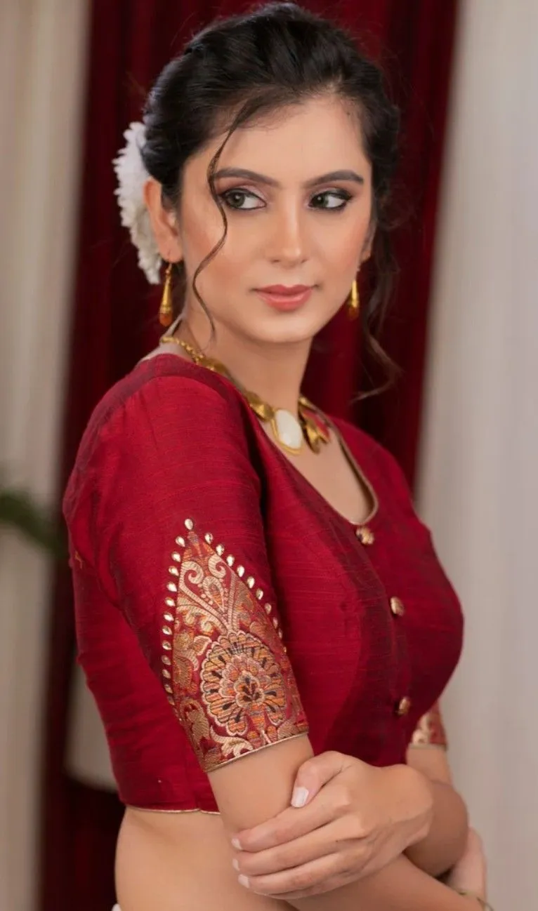 Floral Patch Work Blouse Designs