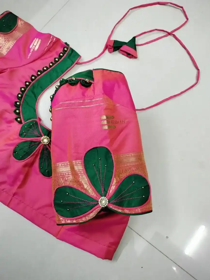 Front Patch Work Blouse Designs