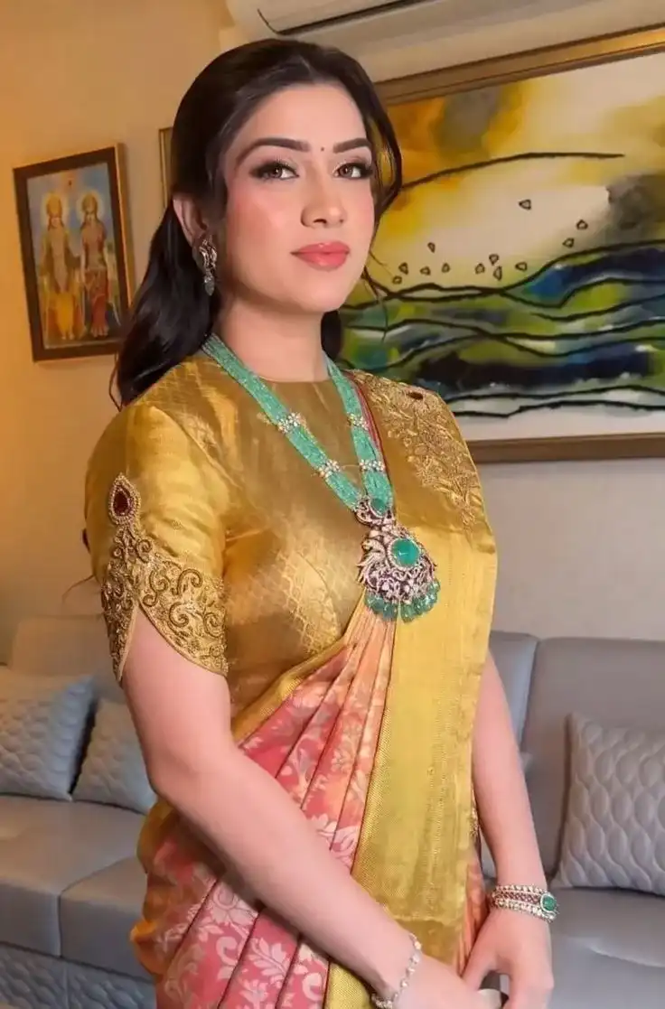Golden Pattu Saree Blouse Designs