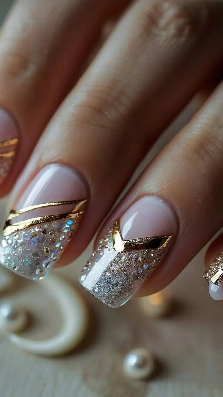 Golden and silver best nail extensions