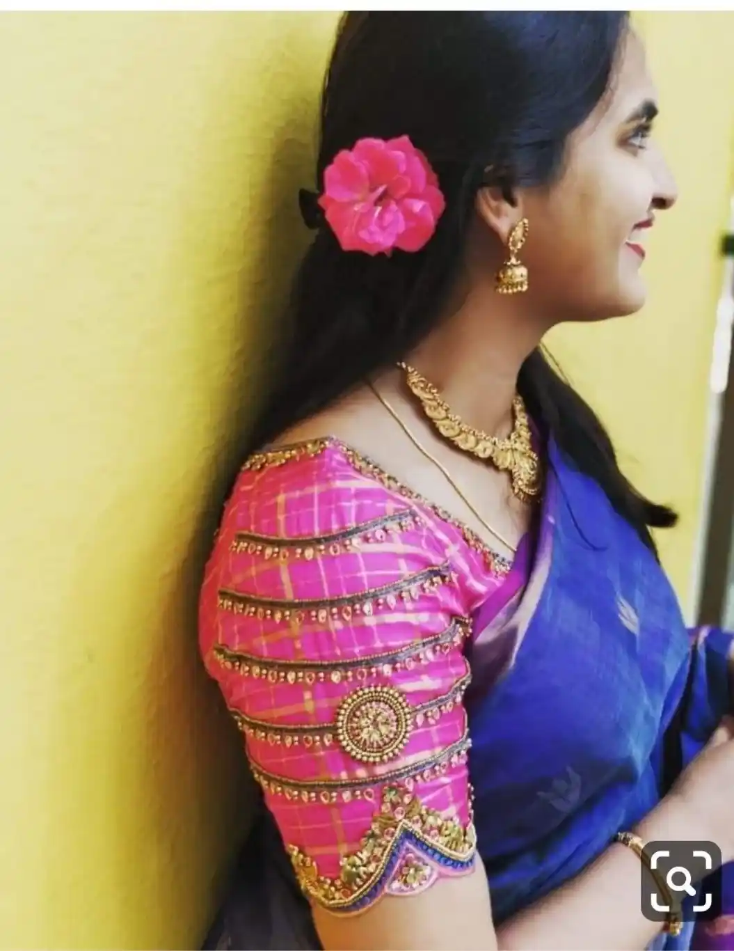 Halter Neck Patch Work Blouse