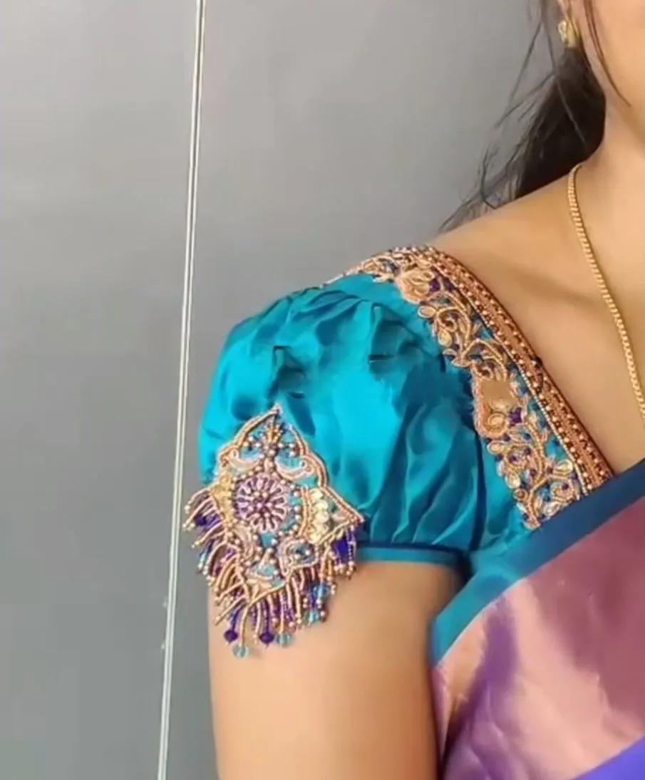 Large Patch Work Blouse Designs