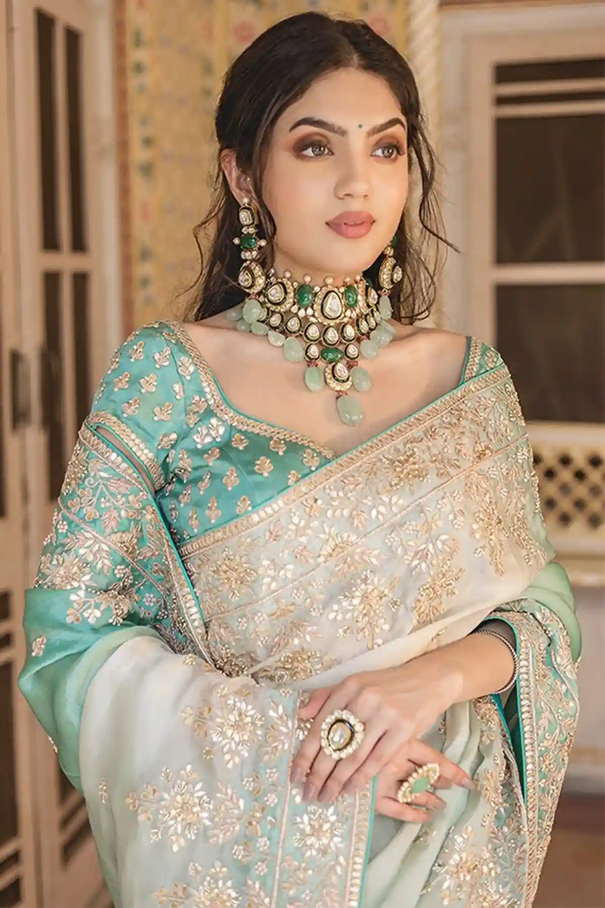 Net and lace blouse combination designs