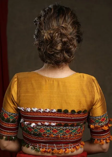 Patch Work Blouse Ideas For Silk Sarees