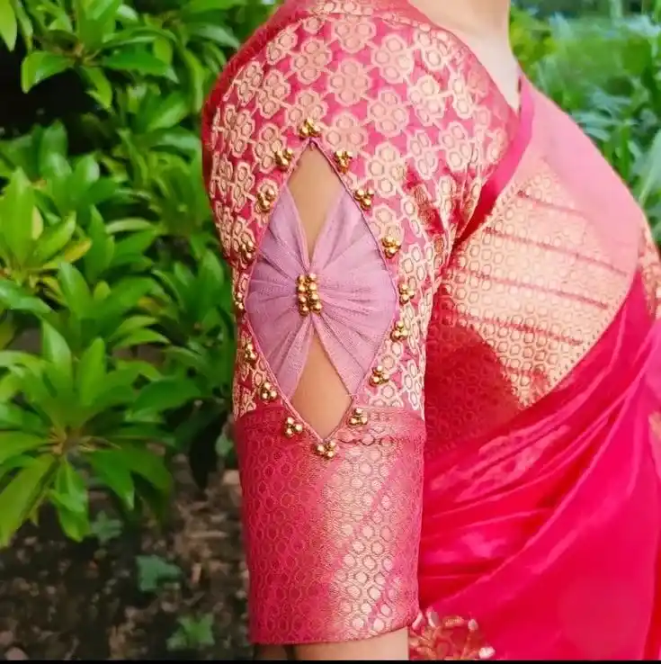 Patch Work Blouse With Deep Neck