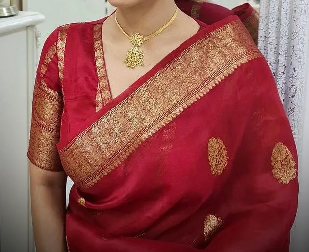 Red Pattu Saree Blouse Design