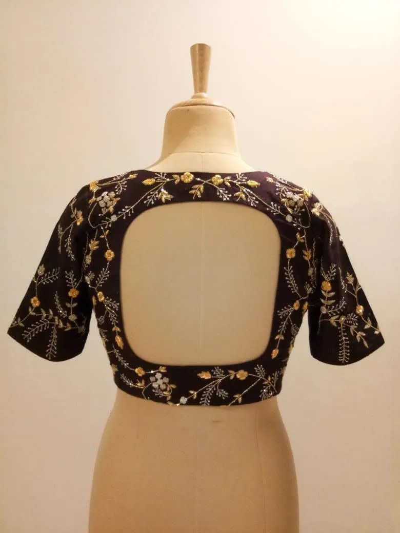 Red Saree With Black Blouse Design