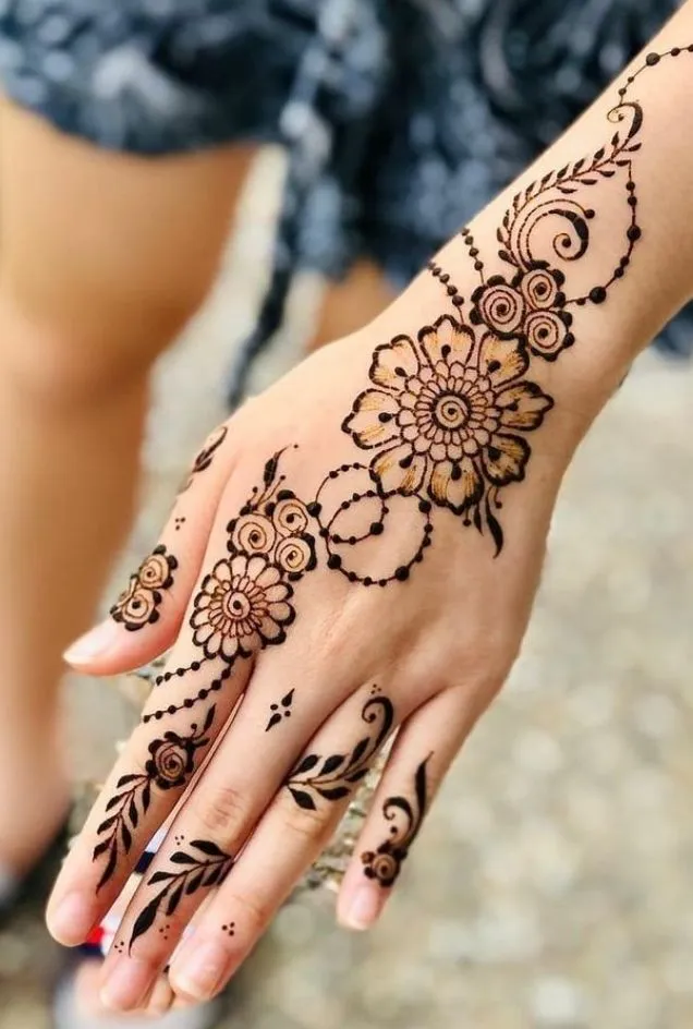 Rose Mehndi Designs for Back Hands