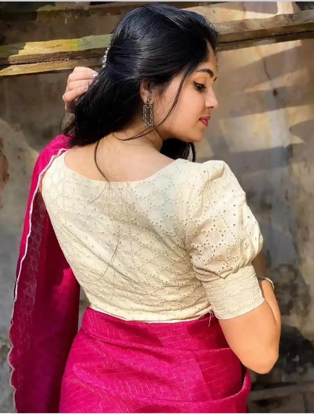 Saree And Stitched Blouse