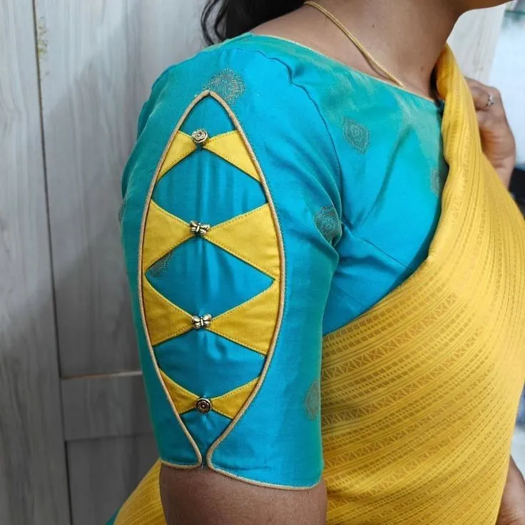 Small Patch Work Blouse Designs