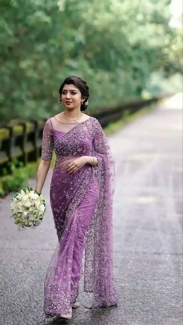 Sweetheart neck net blouse patterns