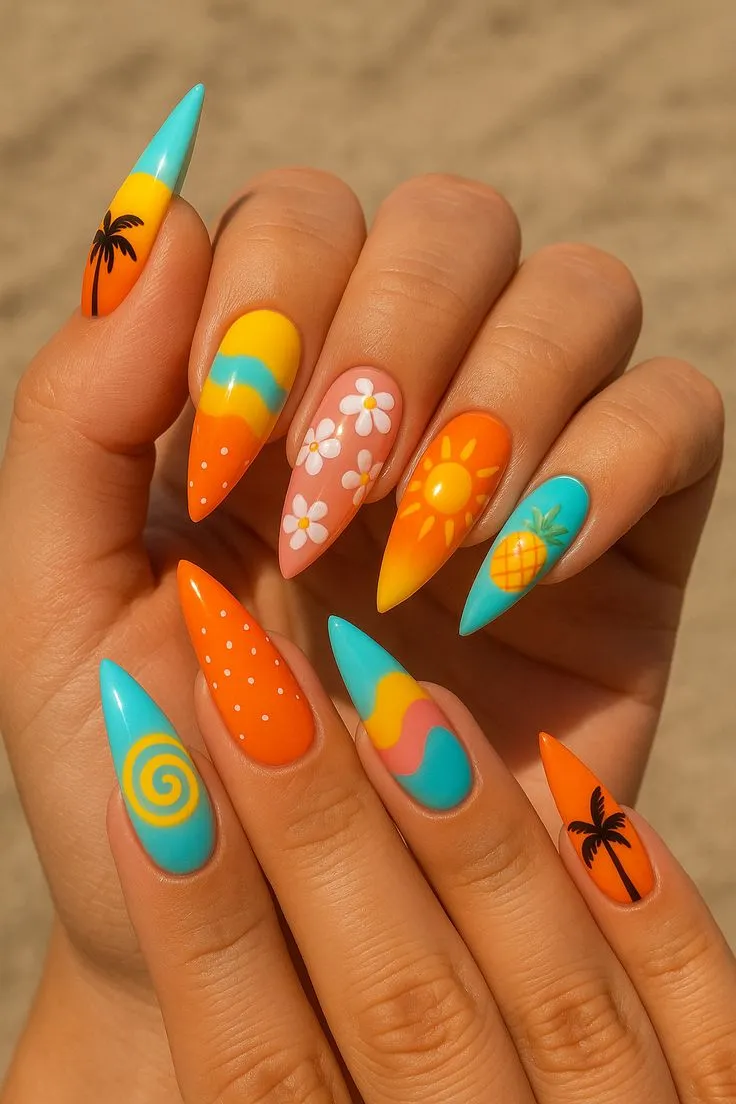 Tropical feel nail extensions