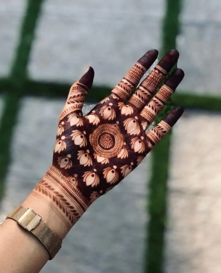 easy full palm mehndi design