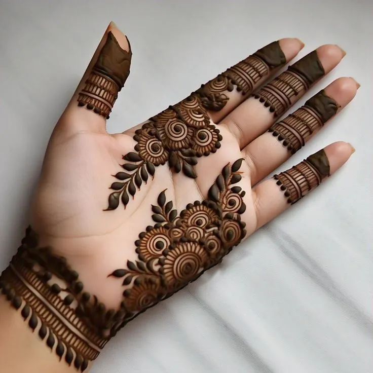 modern rose bridal mehndi design