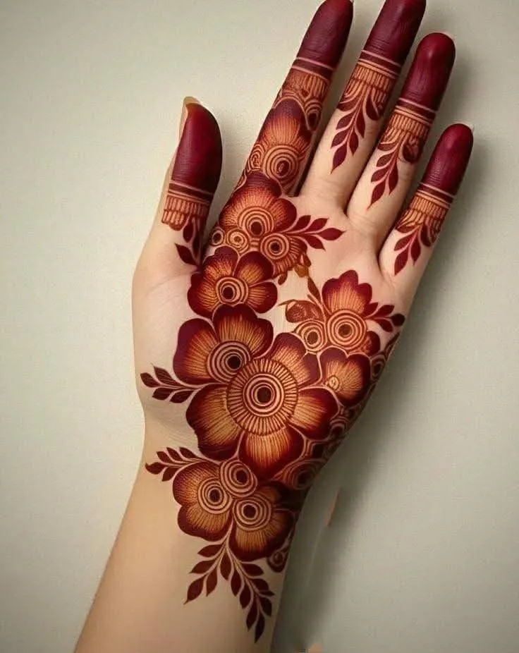 modern rose flower mehndi design
