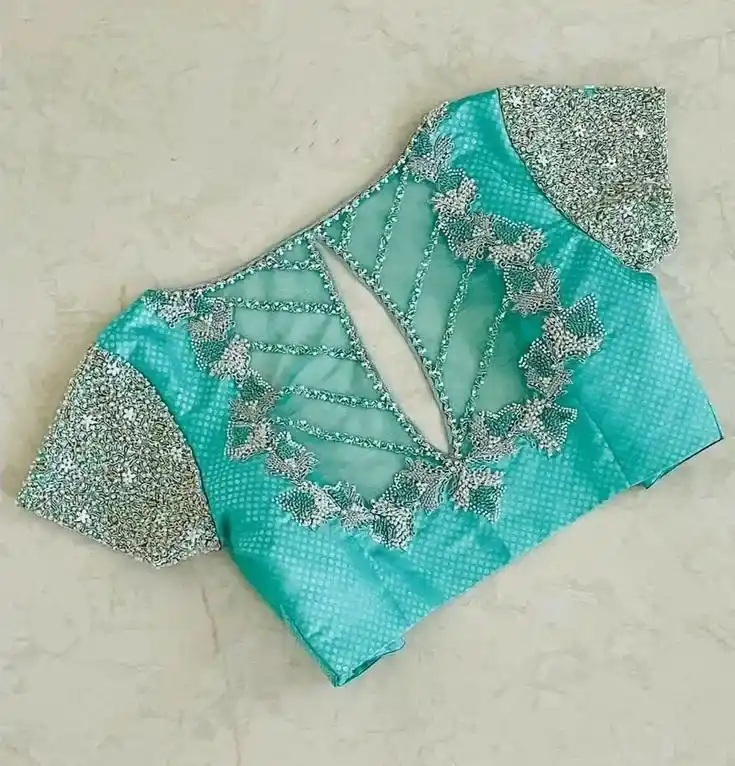 Back Neck Net Blouse Design