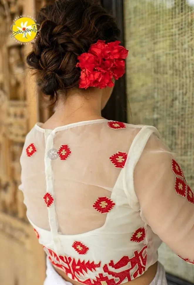 Back Side Net Blouse Design
