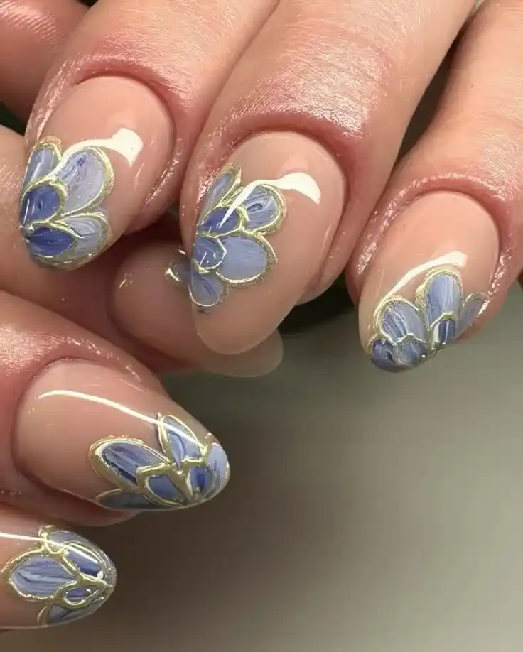 Blue French Nail Designs