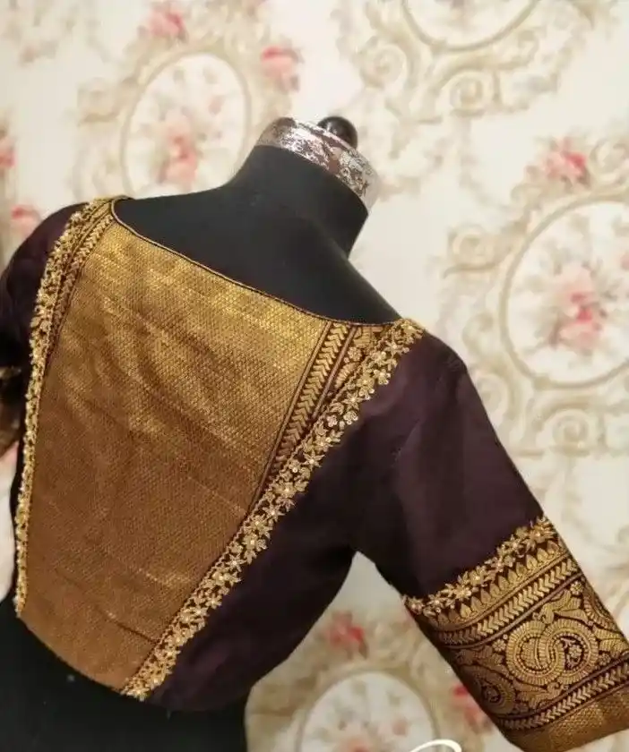 Boat Neck Back Side Blouse Design