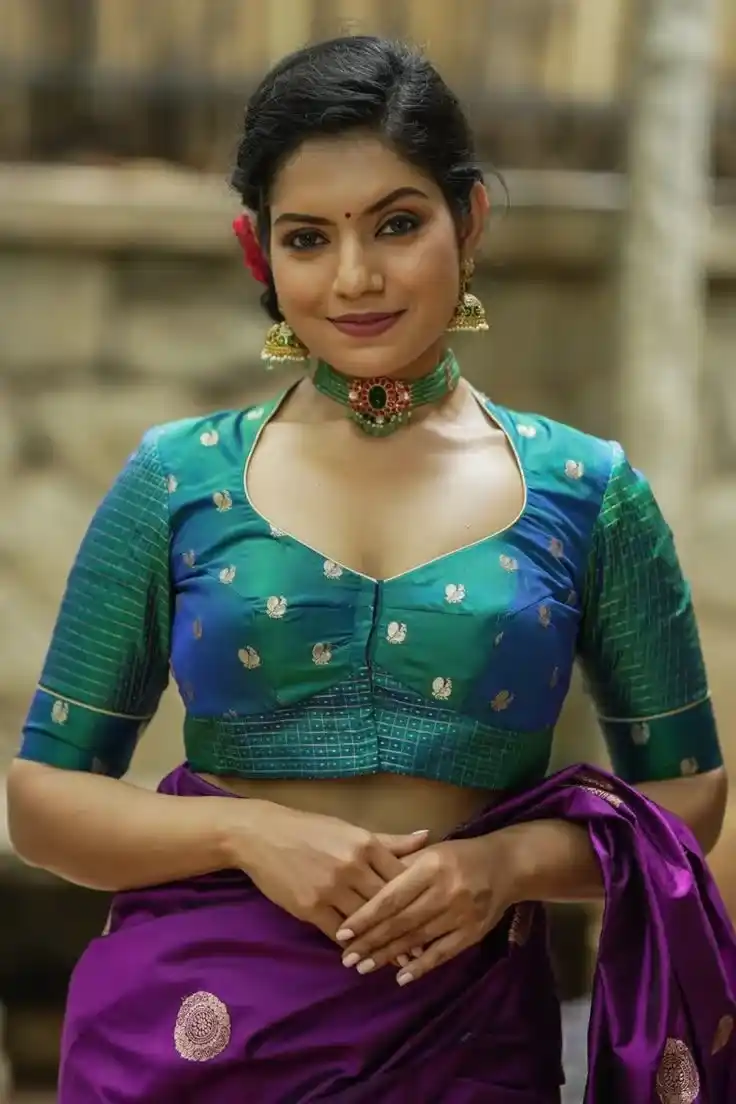 Boat Neck Saree Blouse Designs